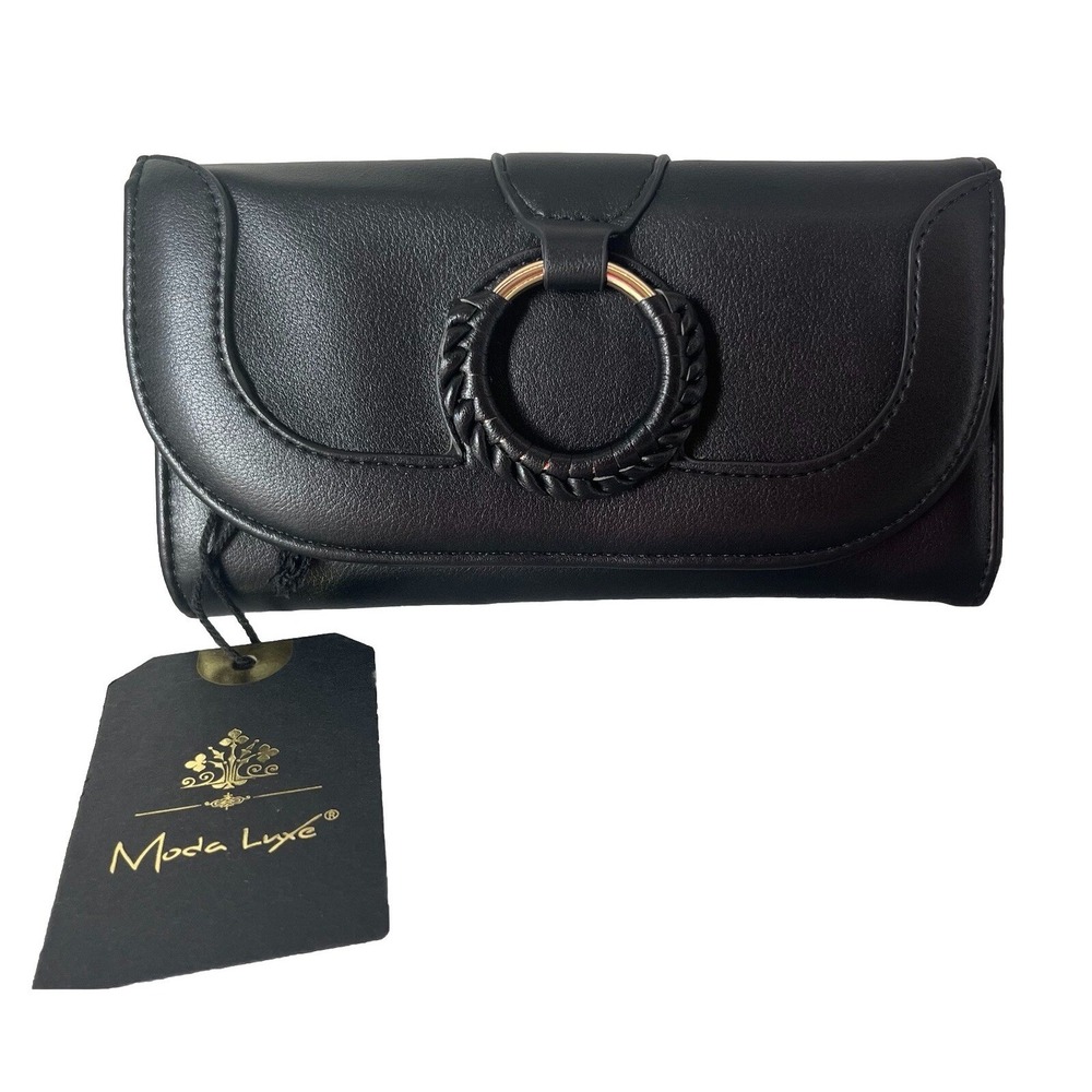Moda Luxe Demi Mini Wallet Black Vegan Leather NWT